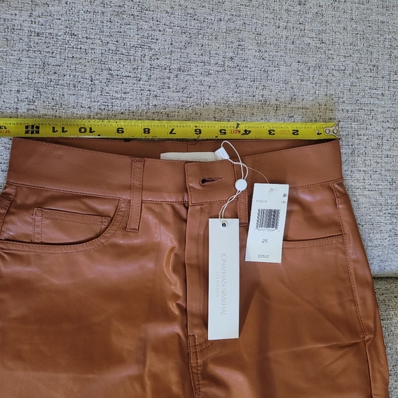 Jonathan Simkhai Womens Coated High Rise Straight Leg Pants—Toffee - Picture 4 of 8
